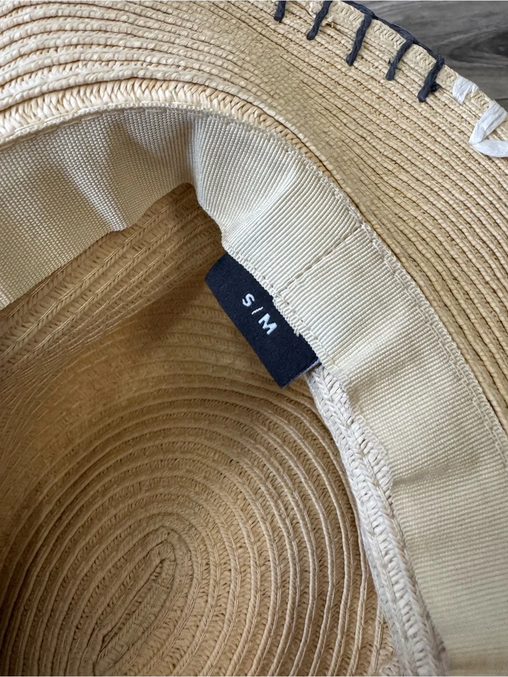 Roxy Straw Embroidered Edges Brim Hat
